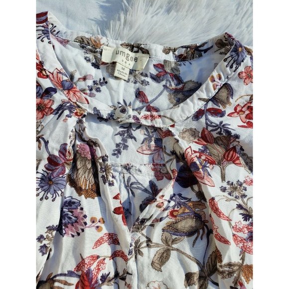 SOLD Umgee Tunic Top Floral Medium Keyhole Lightweight 3/4 Sleeves Spring - Picture 5 of 7